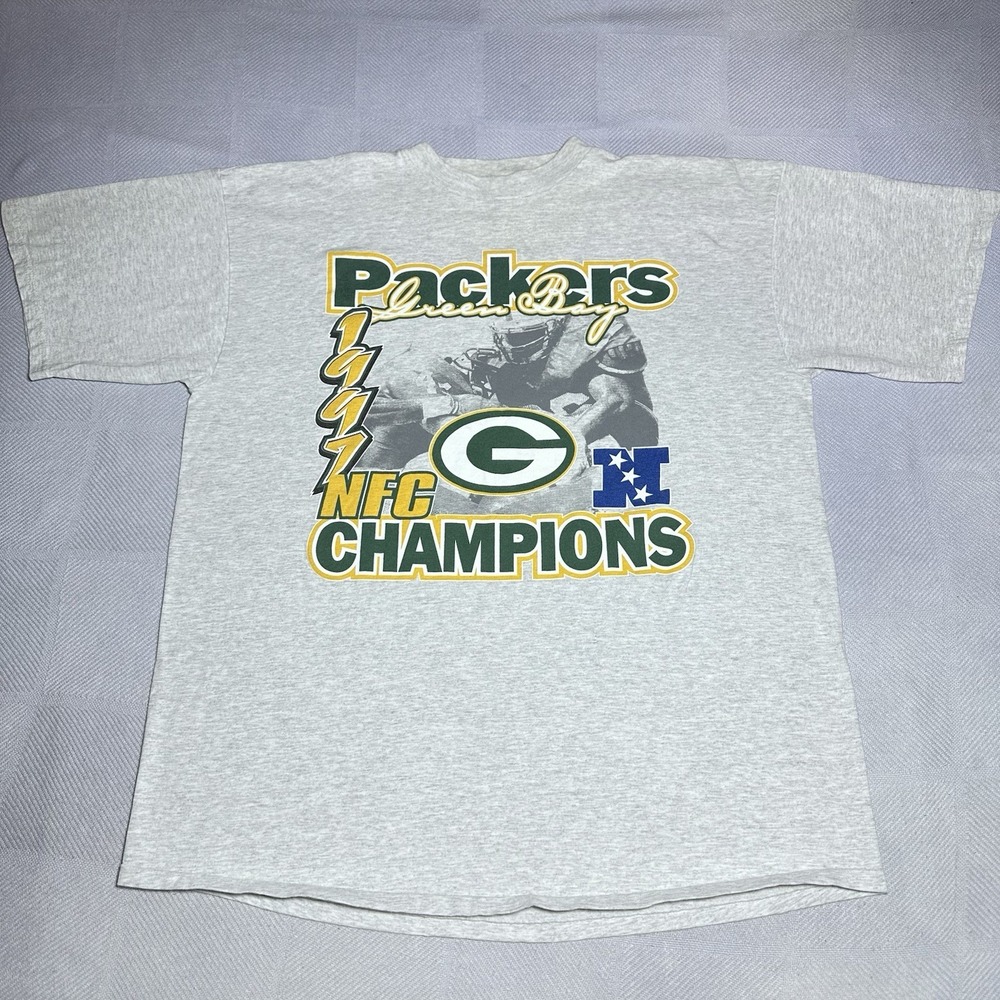 Vintage 90s‎ Logo 7 Green Bay Packers 1997 NFC Champions Football T-Shirt Sz 2XL